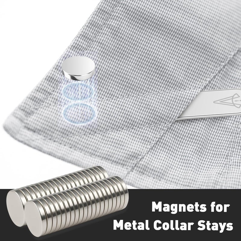 Aolvo Metal Collar Stay Magnets, Strong Magnets for Collar Stays Magnetic, Valued Pack in a Gift Box (Silver, 40Pcs) - Image 2
